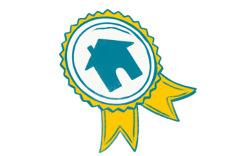 illustration of a award ribbon with a picture of a home on it