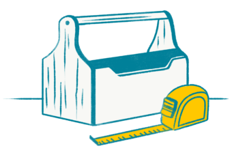 illustration of toolbox and measuring tape