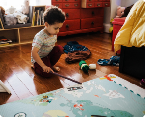 Boy playing at home