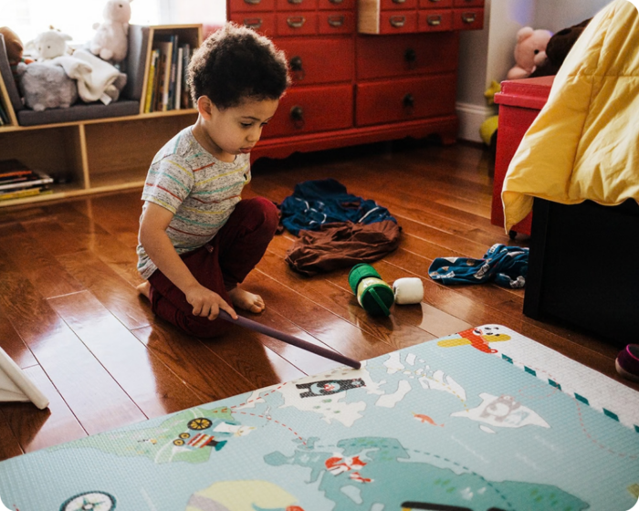 Boy playing at home